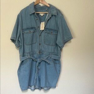 Universal Thread Blue Denim Short Sleeve Jumpsuit
